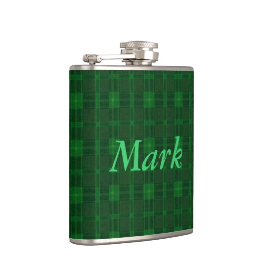 Personalisiert grüne Karierte Flasche Flachmann (Rechts)