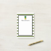 Personalisiert Grüne Streifen Ananas Post-it Klebezettel (Auf Schreibtisch)