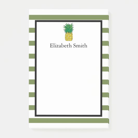 Personalisiert Grüne Streifen Ananas Post-it Klebezettel (Vorderseite)