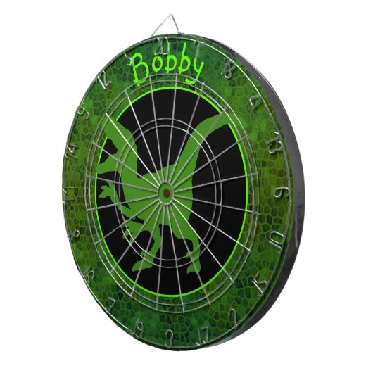Personalisiert grüner Dinosaurier versteckt Dartscheibe (Vorderseite rechts)