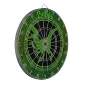 Personalisiert grüner Dinosaurier versteckt Dartscheibe (Vorderseite Links)