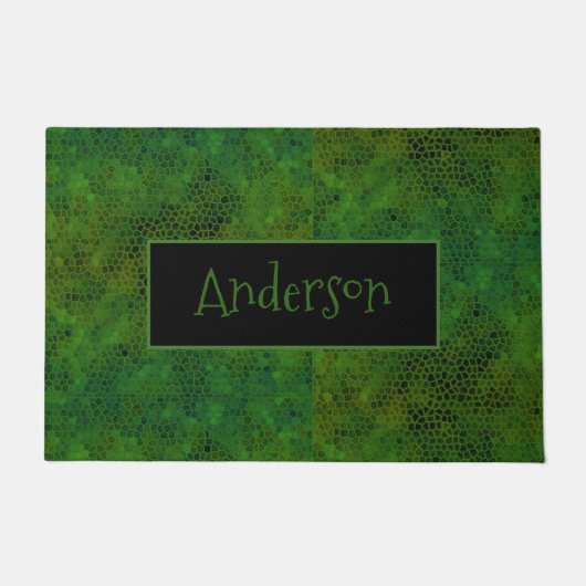 Personalisiert grüner Dinosaurier versteckt Fußmatte (Vorderseite)