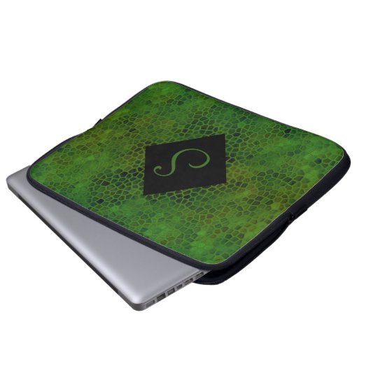 Personalisiert grüner Dinosaurier versteckt Laptopschutzhülle (Vorne Knopf)