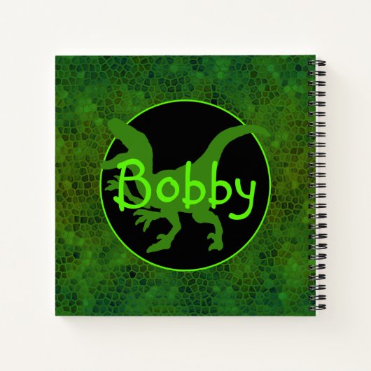 Personalisiert grüner Dinosaurier versteckt Notizblock (Rückseite)