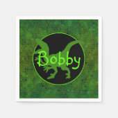 Personalisiert grüner Dinosaurier versteckt Serviette (Vorderseite)