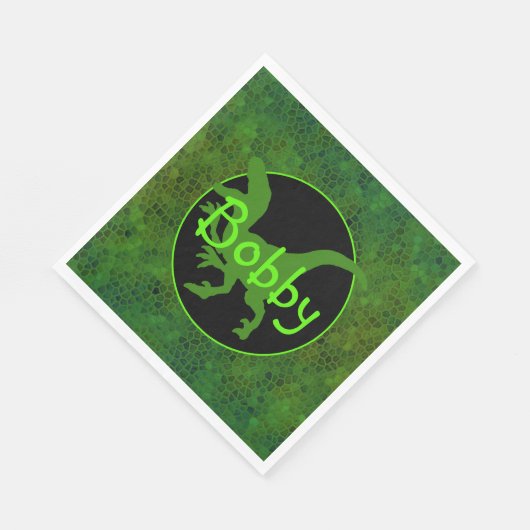 Personalisiert grüner Dinosaurier versteckt Serviette (Ecke)