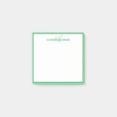 Personalisiert-grüner Monogramm-Name Minimalistisc Post-it Klebezettel (Vorderseite)