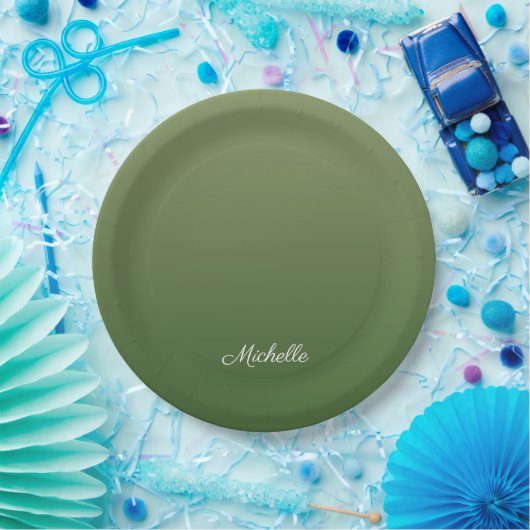 Personalisiert-grüner Ober Pappteller (Party)
