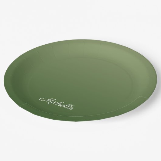 Personalisiert-grüner Ober Pappteller (Schrägansicht)