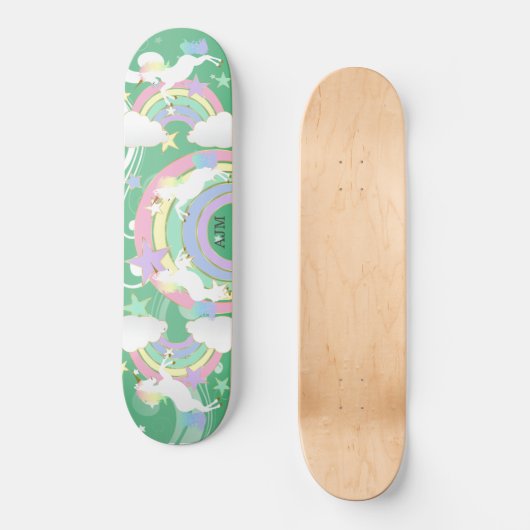 Personalisiert-grüner Regenbogen Skateboard (Vorderseite)