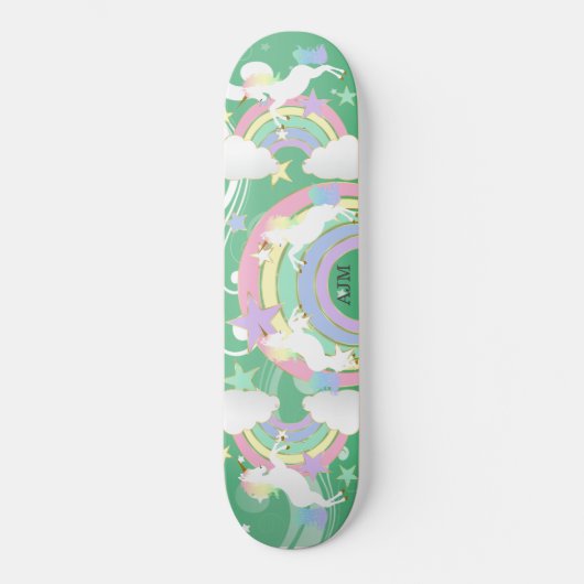 Personalisiert-grüner Regenbogen Skateboard (Vorderseite)