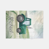 Personalisiert-grüner Wasserstraktor Fleecedecke (Vorderseite (Horizontal))