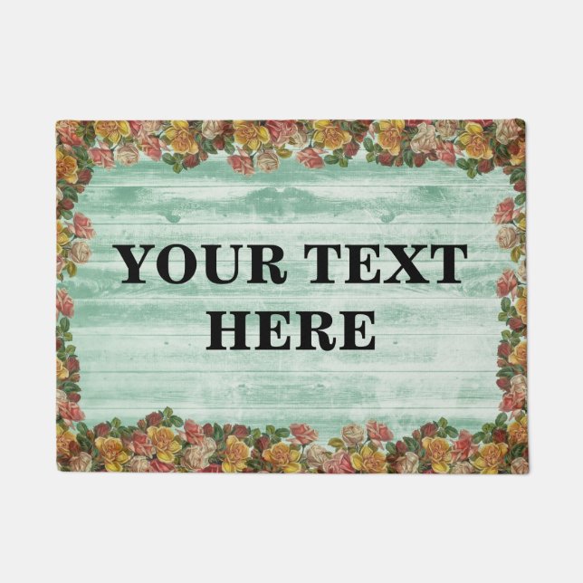 Personalisiert grünes Bamboo-Holz Fußmatte (Vorderseite)