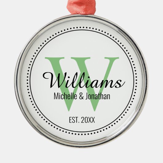 Personalisiert-grünes Monogramm neu Ornament Aus Metall (Vorne)