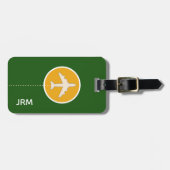 personalisiert-grüngelbe Flugreise Gepäckanhänger (Vorderseite horizontal)