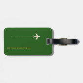 personalisiert-grüngelbe Flugreise Gepäckanhänger (Rückseite horizontal)