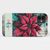 Personalisiert Grungy Poinsettia Floral Graffiti Case-Mate iPhone Hülle (Rückseite (Horizontal))