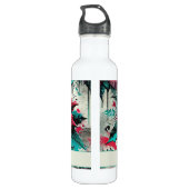 Personalisiert Grungy Poinsettia Floral Graffiti Edelstahlflasche (Rückseite)