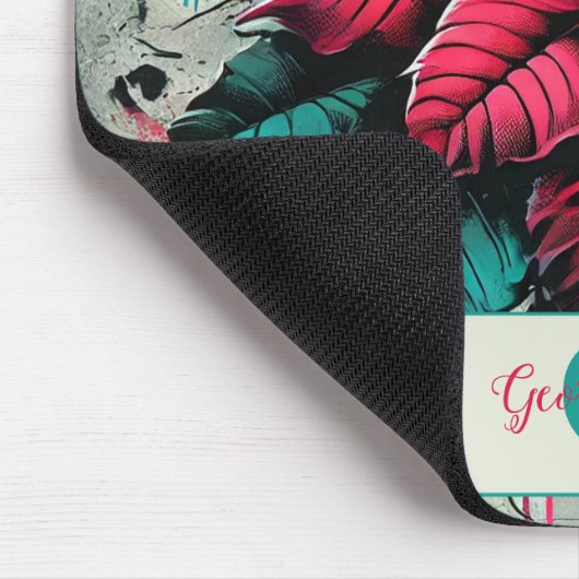 Personalisiert Grungy Poinsettia Floral Graffiti Mousepad (Ecke)