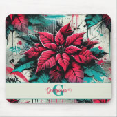 Personalisiert Grungy Poinsettia Floral Graffiti Mousepad (Vorne)