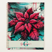 Personalisiert Grungy Poinsettia Floral Graffiti Planer (Vorderseite)