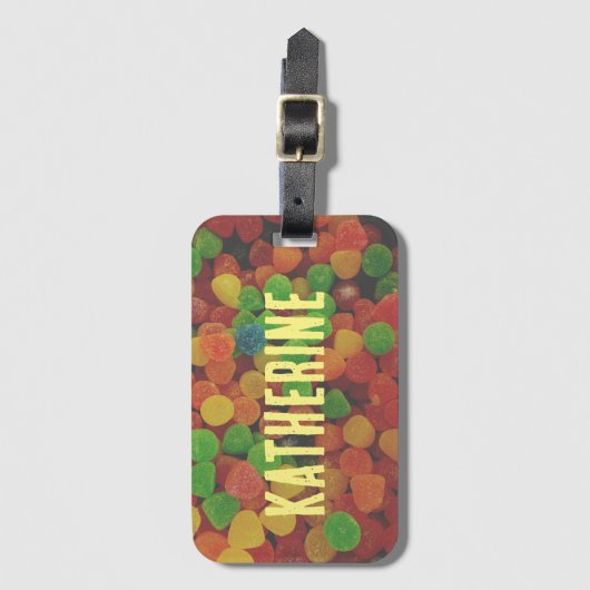 Personalisiert Gumdrops Candy Quirky Gepäckanhänger (Vorderseite Vertikal)