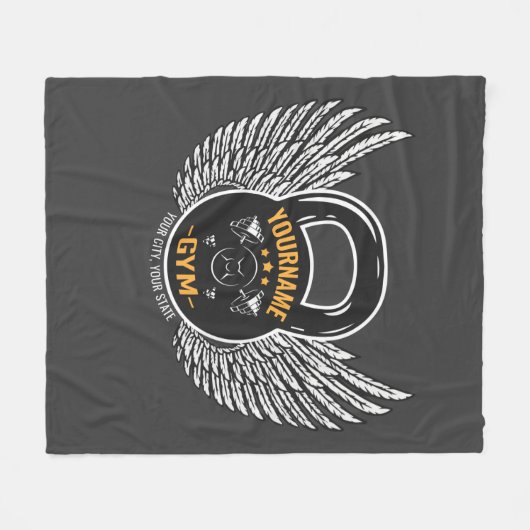 Personalisiert GYM Fitness Trainer Kettlebell Fleecedecke (Vorderseite (Horizontal))