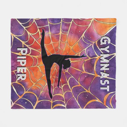 Personalisiert Gymnastik Halloween Spiderweb Fleecedecke (Vorderseite (Horizontal))