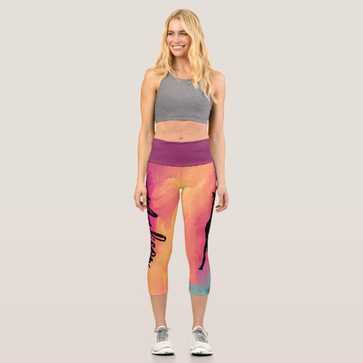 Personalisiert Gymnastik | Name hinzufügen Capri Leggings (Vorderseite)