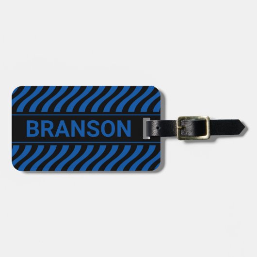Personalisiert H Bar Blue Wave Gepäckanhänger (Vorderseite horizontal)
