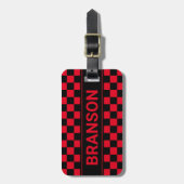 Personalisiert H Bar Red Checked Gepäckanhänger (Vorderseite vertikal)