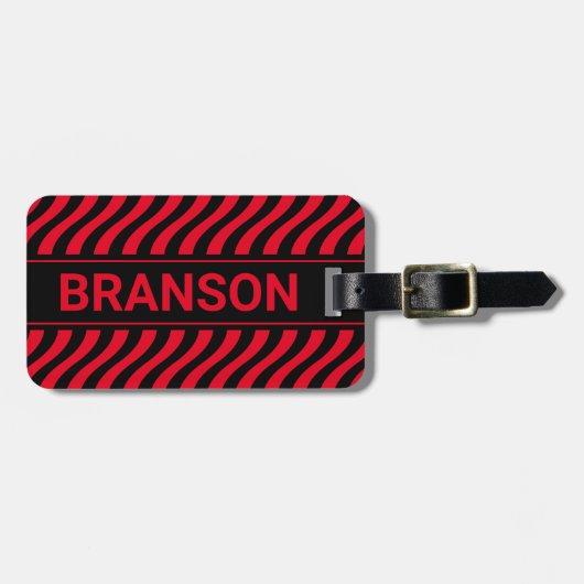 Personalisiert H Bar Red Wave Gepäckanhänger (Vorderseite horizontal)