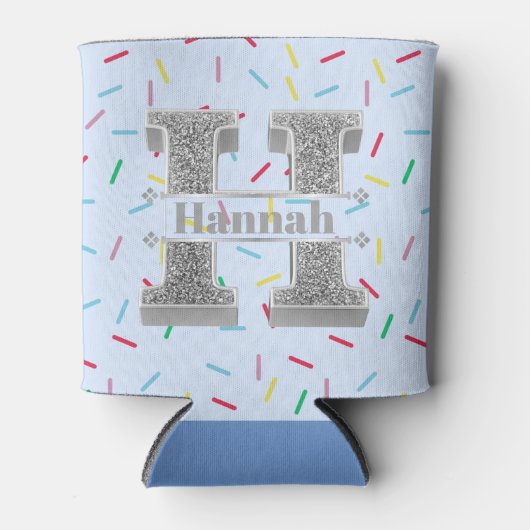 Personalisiert H Initial Silver Monogram Ihr Name Dosenkühler (Vorderseite)