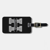 Personalisiert H Initial Silver Monogram Ihr Name Gepäckanhänger (Vorderseite horizontal)