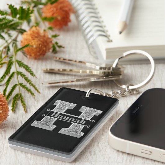Personalisiert H Initial Silver Monogram Ihr Name Schlüsselanhänger (Vorderseite rechts)