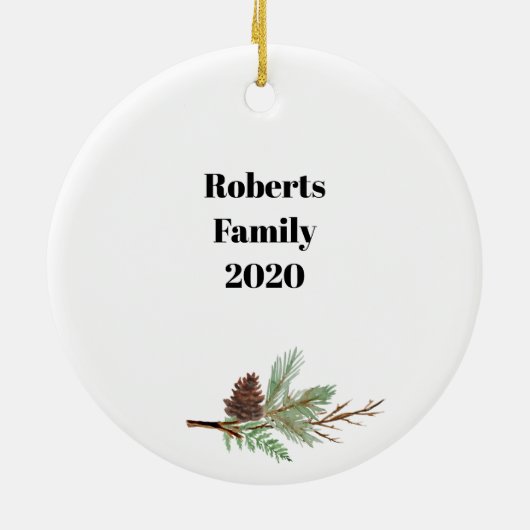 Personalisiert H Monogramm Keramik Ornament (Hinten)