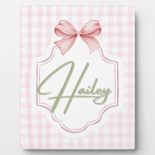 Personalisiert Hailey Baby Girl Kinderzimmer Bow&G Fotoplatte (Vorderseite)