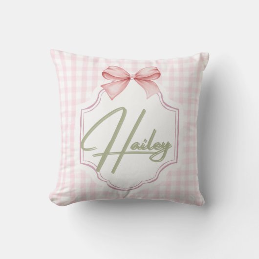 Personalisiert Hailey Baby Girl Kinderzimmer Bow&G Kissen (Vorderseite)
