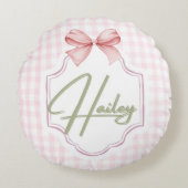 Personalisiert Hailey Baby Girl Kinderzimmer Bow&G Rundes Kissen (Vorderseite)