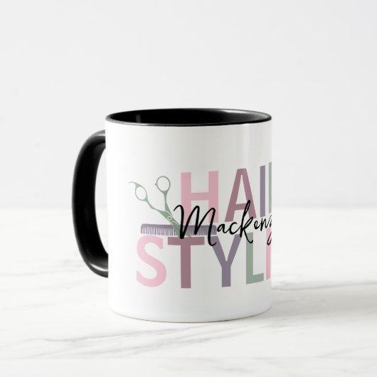 Personalisiert-Hair-Stylist Tasse (Vorderseite Links)
