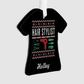 Personalisiert Hair Stylist Ugly Christmas Sweater Ornament (Vorderseite)