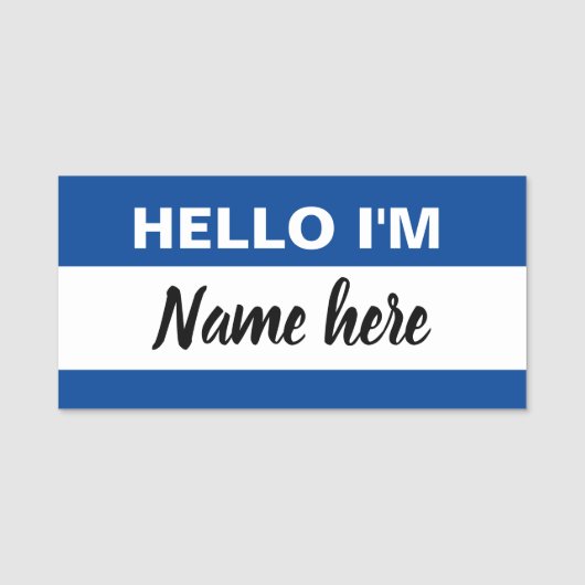 Personalisiert Hallo mein Name ist (blau) Namensschild (Vorderseite)