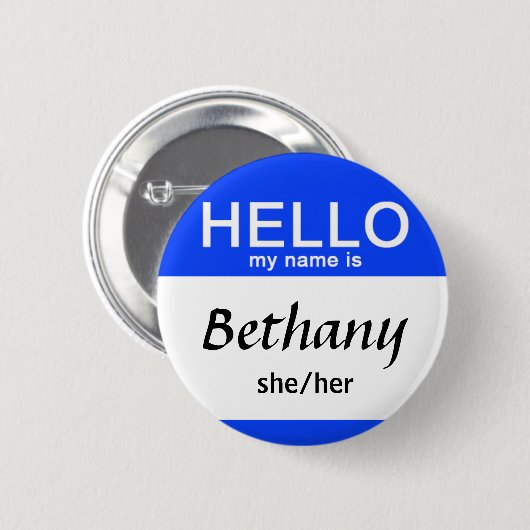 Personalisiert Hallo, mein Name ist Individuelle N Button (Vorne & Hinten)