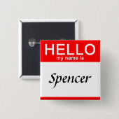 Personalisiert Hallo Mein Name ist Red Button Butt (Vorne & Hinten)
