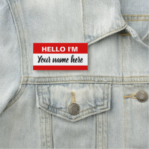 Personalisiert Hallo mein Name ist (rot) Namensschild