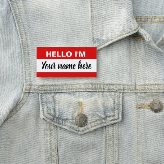 Personalisiert Hallo mein Name ist (rot) Namensschild (Beispiel)