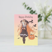 Personalisiert Halloween Anime Girl Postkarte (Stehend Vorderseite)