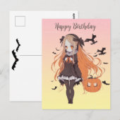 Personalisiert Halloween Anime Girl Postkarte (Vorne/Hinten)