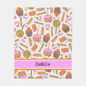 Personalisiert Halloween Candy Retro Groovy Blanke Fleecedecke (Vorderseite)