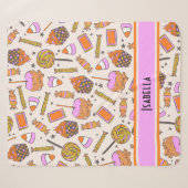 Personalisiert Halloween Candy Retro Groovy Blanke Sherpadecke (Vorderseite (Horizontal))